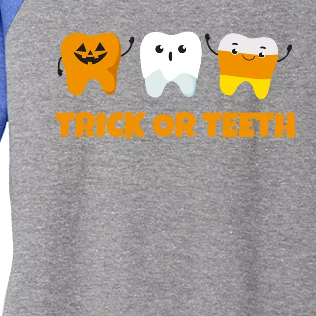 Trick Or Teeth Treat Funny Dental Halloween Dentist Gift Women's Tri-Blend 3/4-Sleeve Raglan Shirt