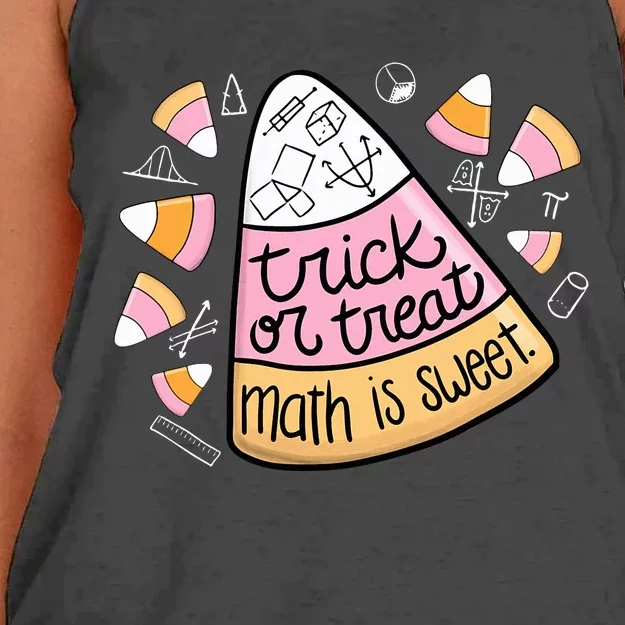 Trick Or Treat Halloween Math Is Sweet Women's Knotted Racerback Tank