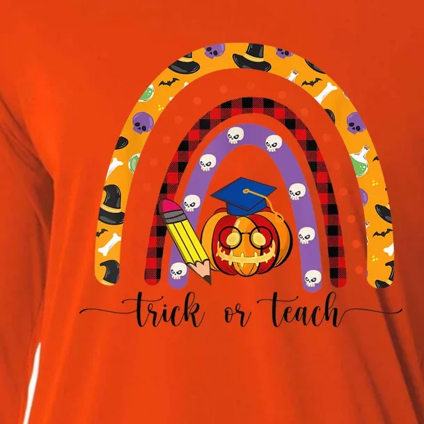 Trick Or Teach Funny Teacher Halloween Costume Teacher Cooling Performance Long Sleeve Crew