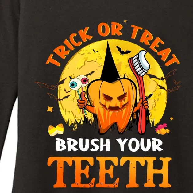 Trick Or Treat Brush Your Teeth Dental Dentist Halloween Meaningful Gift Womens CVC Long Sleeve Shirt