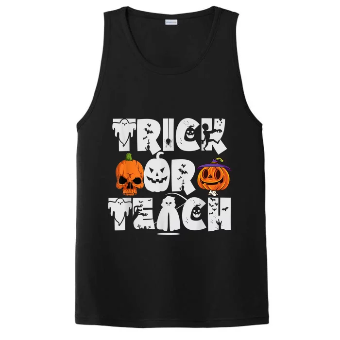 Trick or Teach Funny Halloween for Teachers Performance Tank