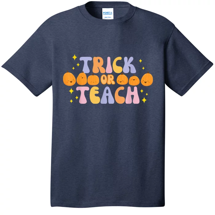 Trick or Teach Retro Groovy Pumpkin Teacher Halloween Cute T T-Shirt