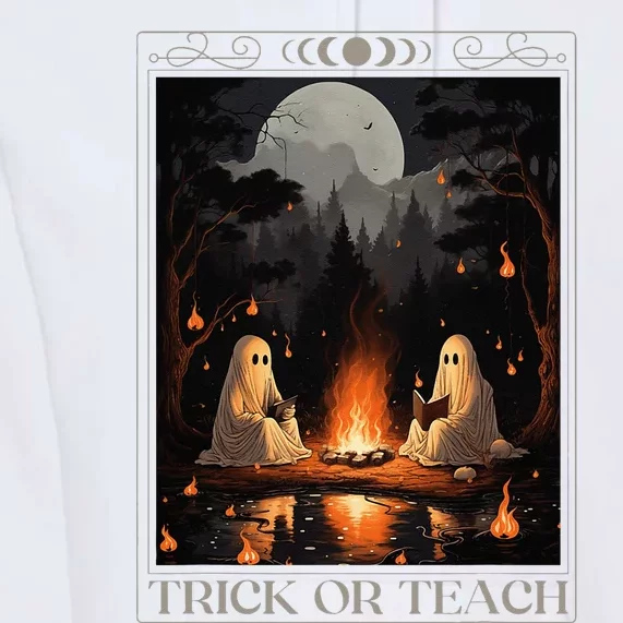 Trick Or Teach Ghost Books Reading Tarot Teachers Halloween Premium Hoodie