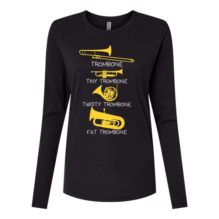 Types Of Trombone Player  Marching Jazz Band Womens Cotton Relaxed Long Sleeve T-Shirt