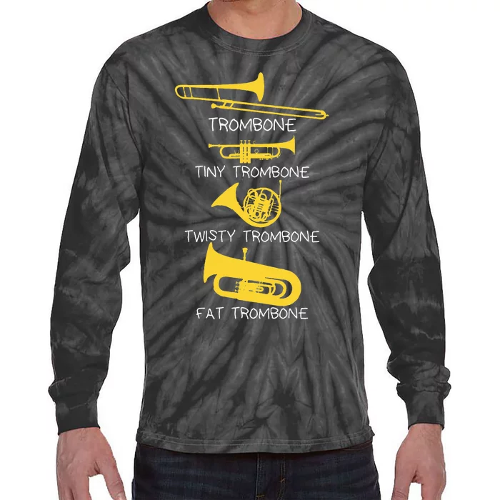 Types Of Trombone Player  Marching Jazz Band Tie-Dye Long Sleeve Shirt