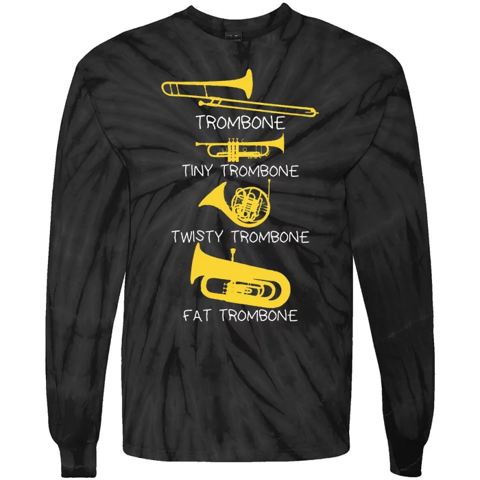 Types Of Trombone Player  Marching Jazz Band Tie-Dye Long Sleeve Shirt