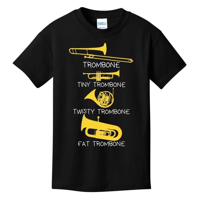 Types Of Trombone Player  Marching Jazz Band Kids T-Shirt