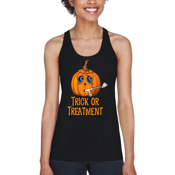 Trick Or Treatment Funny Halloween Respiratory Therapist Women's Racerback Tank