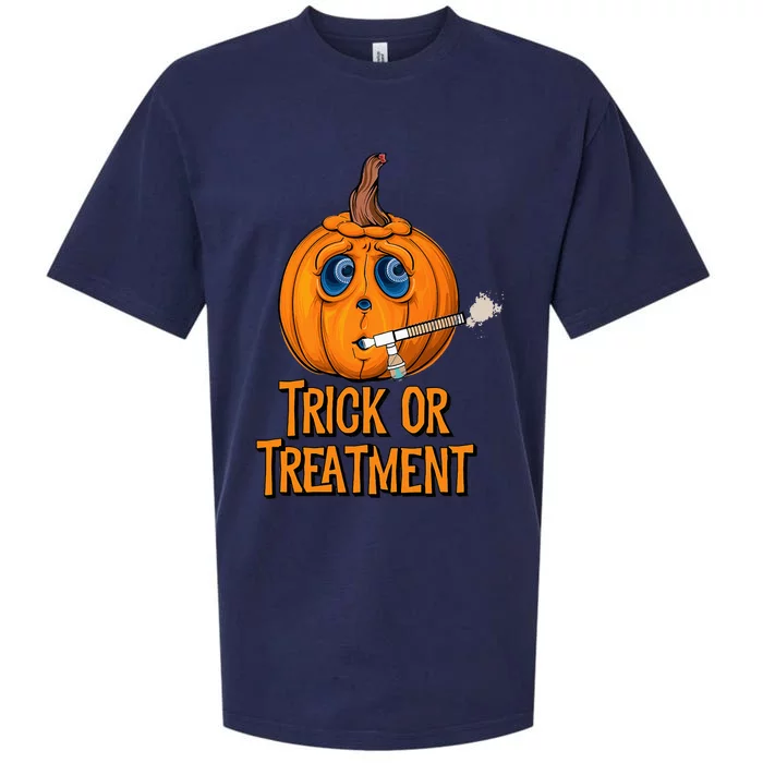 Trick Or Treatment Funny Halloween Respiratory Therapist Sueded Cloud Jersey T-Shirt