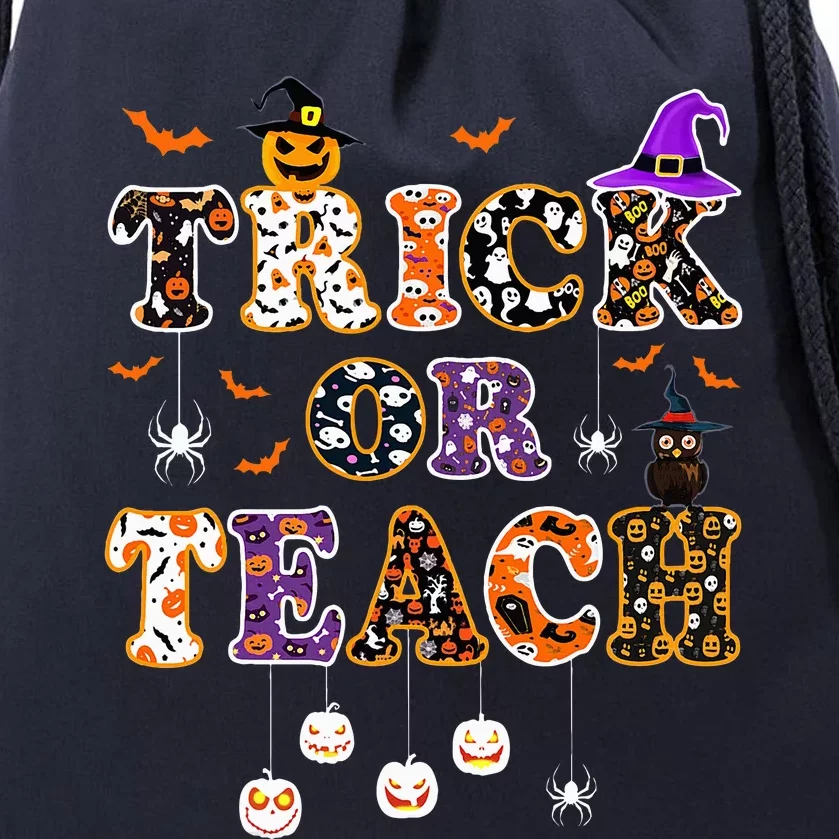 Trick Or Teach Retro Halloween Teacher Costume Drawstring Bag