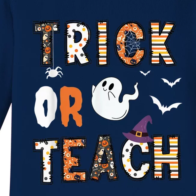 Trick Or Teach Funny Teacher Halloween Costume Baby Long Sleeve Bodysuit