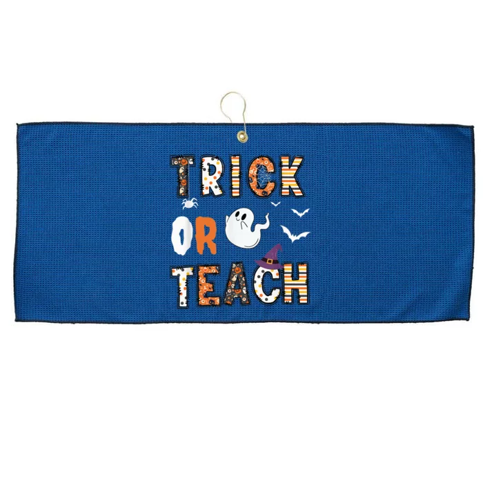 Trick Or Teach Funny Teacher Halloween Costume Large Microfiber Waffle Golf Towel