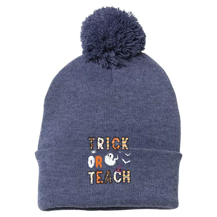 Trick Or Teach Funny Teacher Halloween Costume Pom Pom 12in Knit Beanie