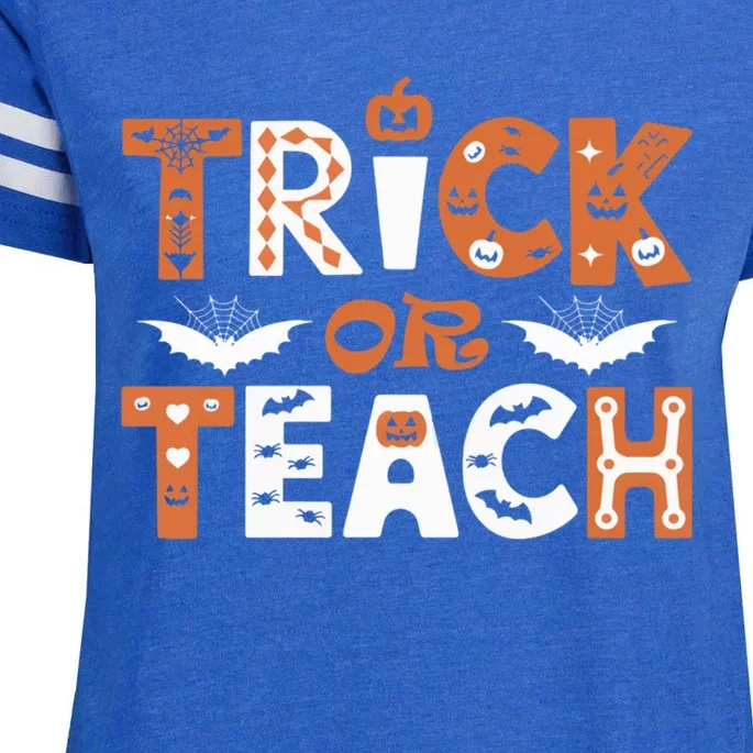 Trick Or Teach Funny Teacher Halloween Costume Spooky Design Meaningful Gift Enza Ladies Jersey Football T-Shirt