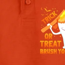 Trick Or Treat Brush Your Teeth Dentist Halloween Costume Gift Dry Zone Grid Performance Polo