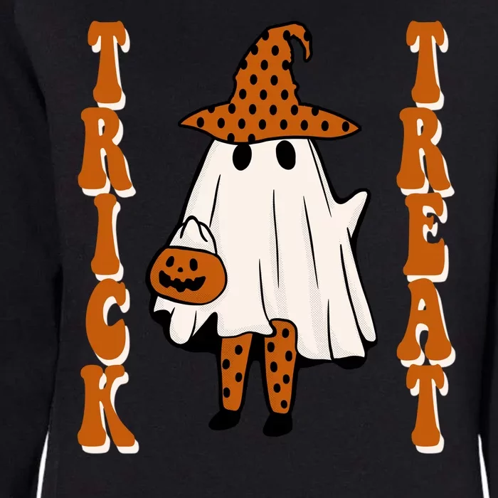 Trick Or Treat Festive Halloween Ghost Womens California Wash Sweatshirt