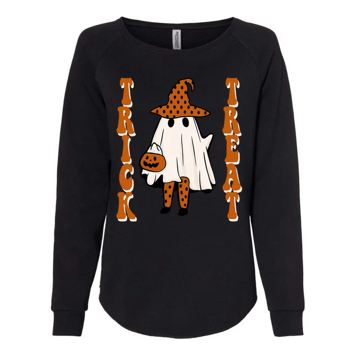 Trick Or Treat Festive Halloween Ghost Womens California Wash Sweatshirt