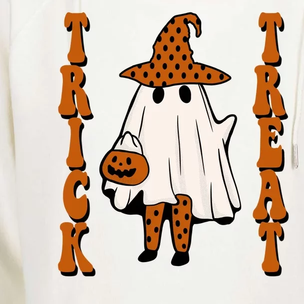 Trick Or Treat Festive Halloween Ghost Womens Funnel Neck Pullover Hood