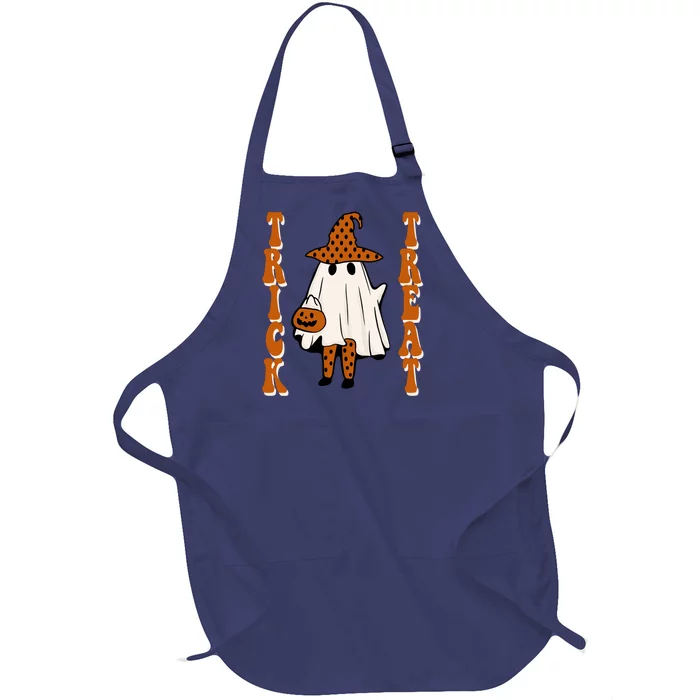 Trick Or Treat Festive Halloween Ghost Full-Length Apron With Pocket