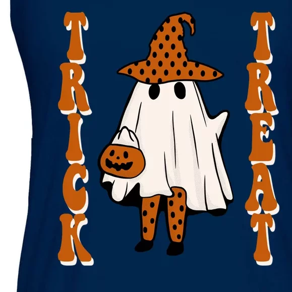 Trick Or Treat Festive Halloween Ghost Ladies Essential Flowy Tank