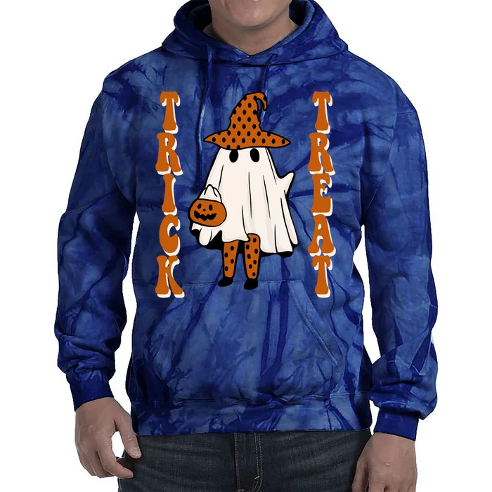 Trick Or Treat Festive Halloween Ghost Tie Dye Hoodie