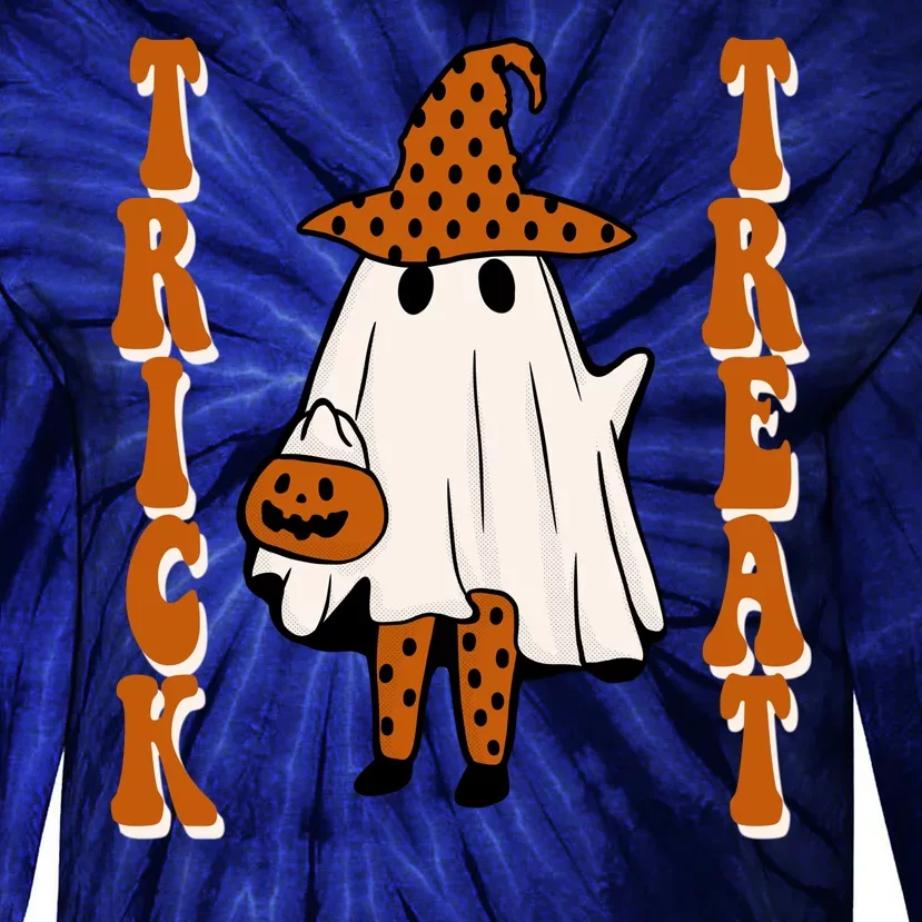 Trick Or Treat Festive Halloween Ghost Tie-Dye Long Sleeve Shirt