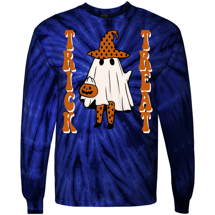 Trick Or Treat Festive Halloween Ghost Tie-Dye Long Sleeve Shirt