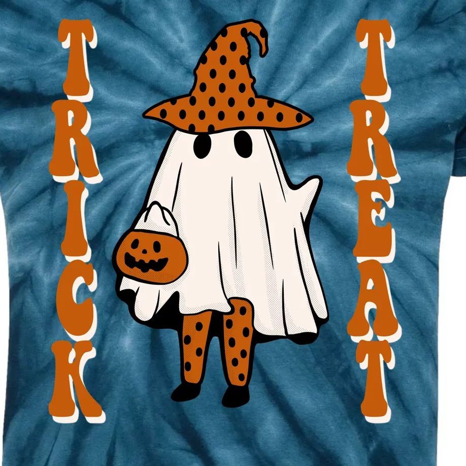 Trick Or Treat Festive Halloween Ghost Kids Tie-Dye T-Shirt