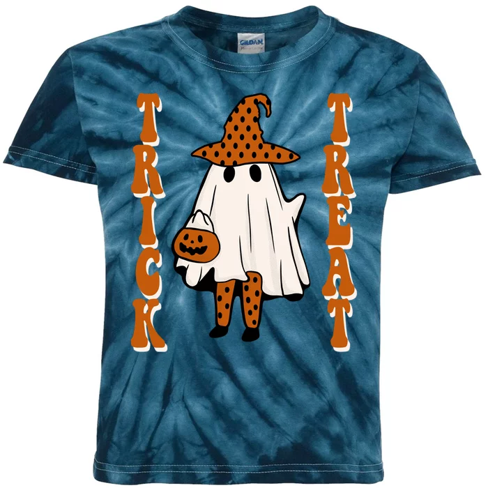 Trick Or Treat Festive Halloween Ghost Kids Tie-Dye T-Shirt