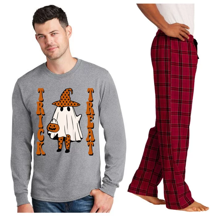 Trick Or Treat Festive Halloween Ghost Long Sleeve Pajama Set