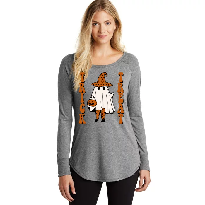 Trick Or Treat Festive Halloween Ghost Women's Perfect Tri Tunic Long Sleeve Shirt