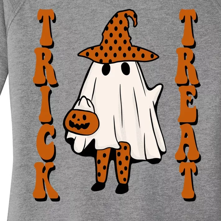 Trick Or Treat Festive Halloween Ghost Women's Perfect Tri Tunic Long Sleeve Shirt