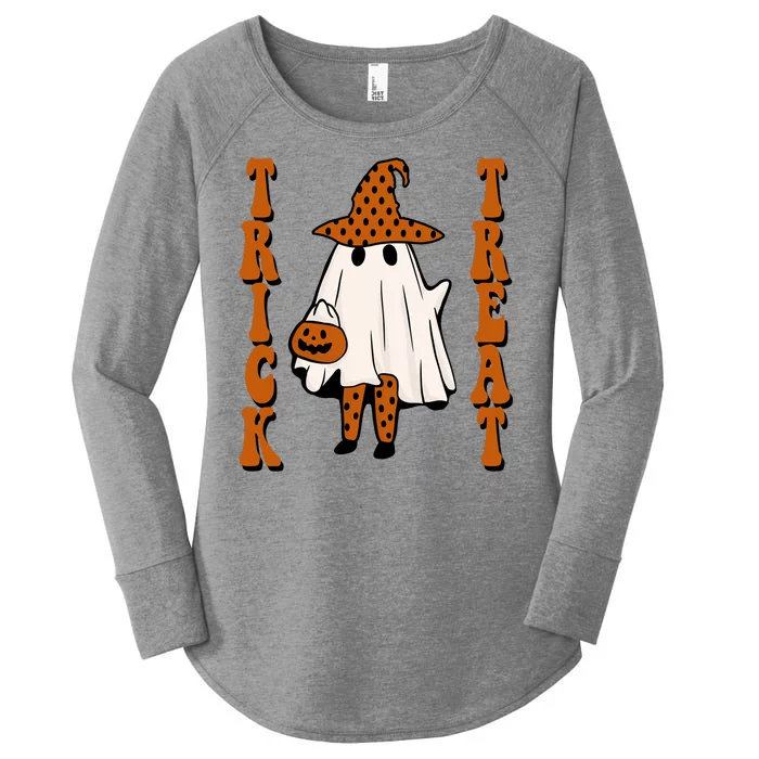 Trick Or Treat Festive Halloween Ghost Women's Perfect Tri Tunic Long Sleeve Shirt