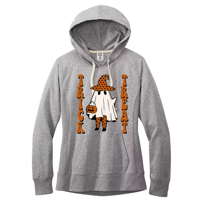 Trick Or Treat Festive Halloween Ghost Women's Fleece Hoodie