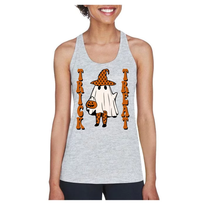 Trick Or Treat Festive Halloween Ghost Women's Racerback Tank