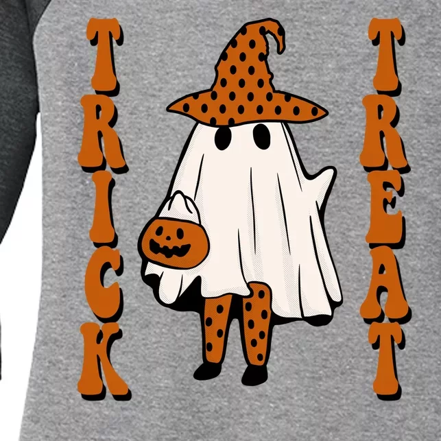 Trick Or Treat Festive Halloween Ghost Women's Tri-Blend 3/4-Sleeve Raglan Shirt