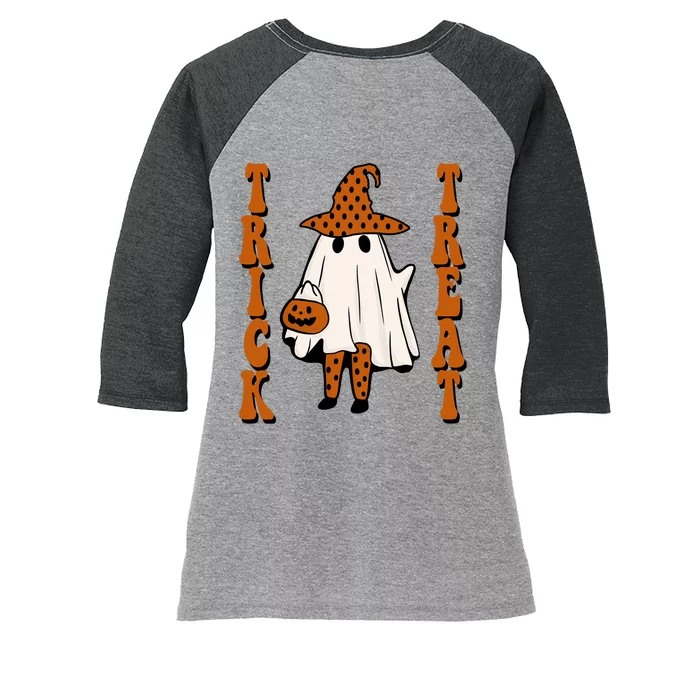 Trick Or Treat Festive Halloween Ghost Women's Tri-Blend 3/4-Sleeve Raglan Shirt