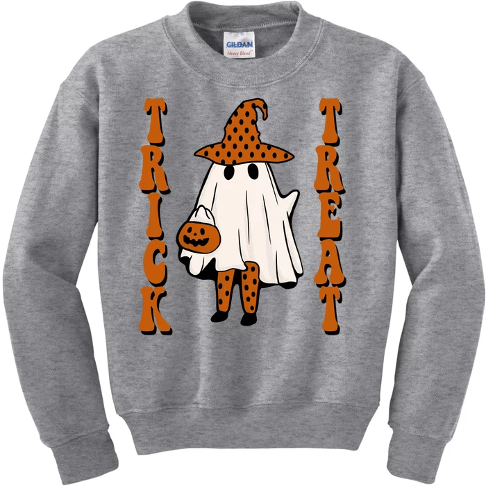 Trick Or Treat Festive Halloween Ghost Kids Sweatshirt