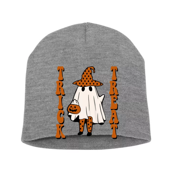 Trick Or Treat Festive Halloween Ghost Short Acrylic Beanie