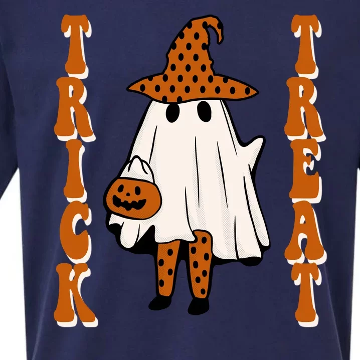 Trick Or Treat Festive Halloween Ghost Sueded Cloud Jersey T-Shirt