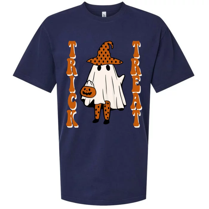 Trick Or Treat Festive Halloween Ghost Sueded Cloud Jersey T-Shirt