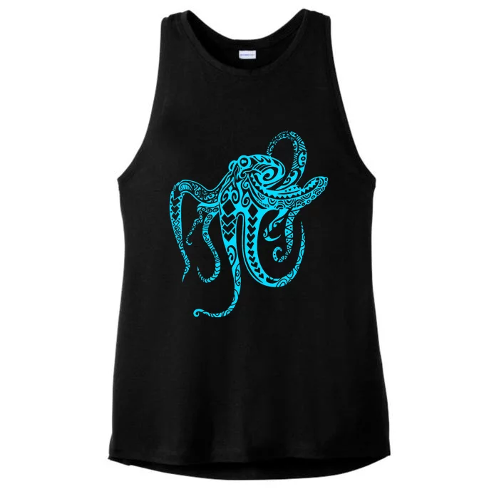 Tribal Octopus Ladies Tri-Blend Wicking Tank