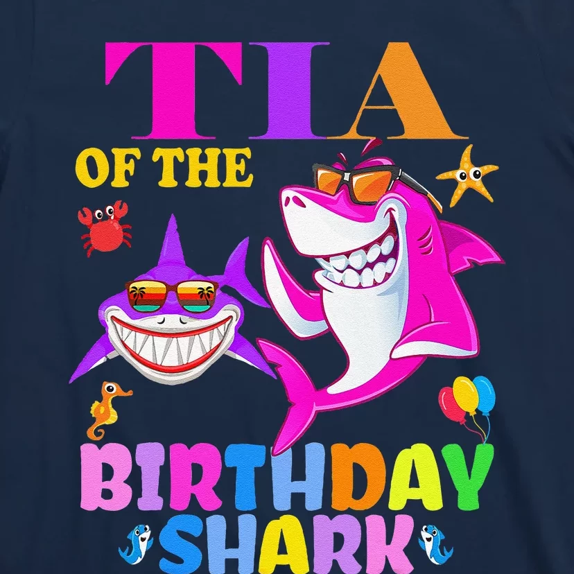 Tia Of The Birthday Shark Tia Shark MotherS Day Mom Shark T-Shirt