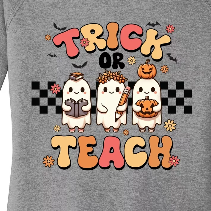 Trick Or Teach Spooky Teacher Ghost Halloween Ghost Teaching Meaningful Gift Women's Perfect Tri Tunic Long Sleeve Shirt