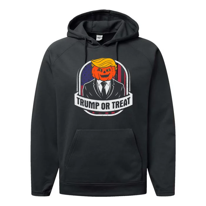 Trump Or Treat Halloween Pumpkin Parody Performance Fleece Hoodie