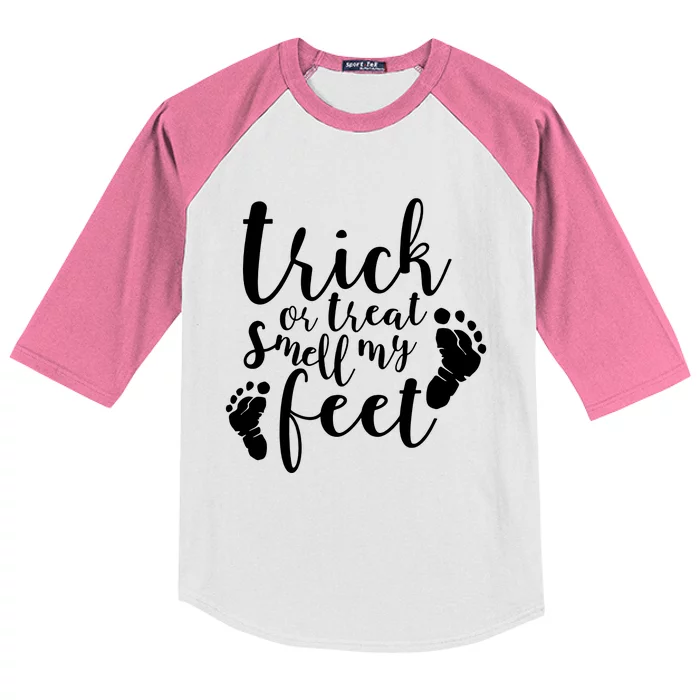 Trick Or Treat Smell My Feet Kids Colorblock Raglan Jersey