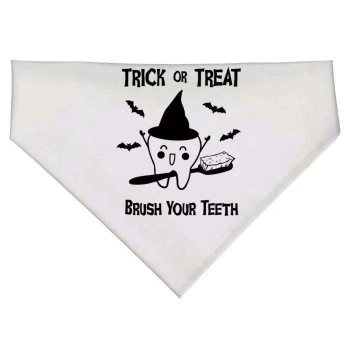 Trick Or Treat Brush Your Teeth Dentist Halloween Costume Gift USA-Made Doggie Bandana