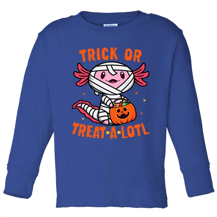 Trick or Treat A Lotl Axolotl Halloween Costume Toddler Long Sleeve Shirt