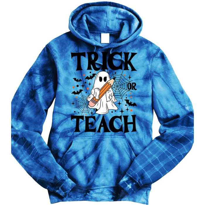 Trick Or Teach Funny Spooky Teacher Ghost Boo Halloween Costume 2024 Gifts Tie Dye Hoodie