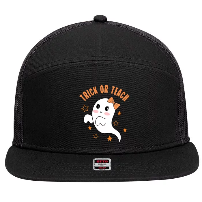 Trick Or Teach Cute Halloween Teacher 7 Panel Mesh Trucker Snapback Hat